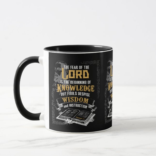 Taza Proverbios 1:7 KJV Biblia Verse Two-Tone (Izquierda)