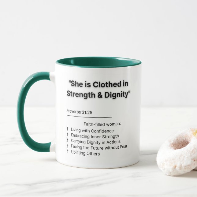 Taza "Proverbios 31 Mujer: Sip con propósito y gracia" (Con donut)