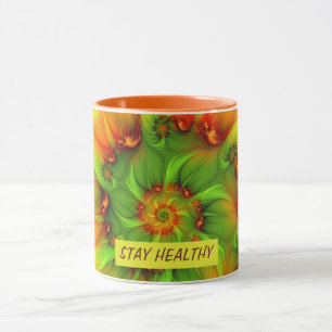 Taza Psicodelic Colorful Moderno Resumen Texto fractal
