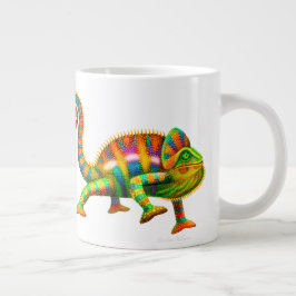 Taza psicodélica del jumbo del camaleón de la
