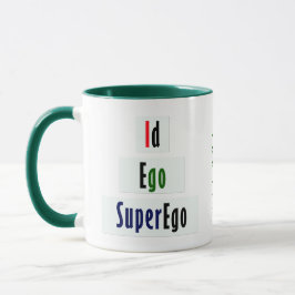 Taza Psicología de Id, Ego y Superego en verde y negro