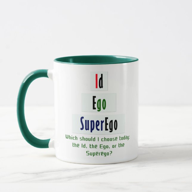 Taza Psicología de Id, Ego y Superego en verde y negro (Izquierda)