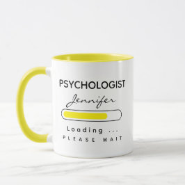 Taza PSICOLOGISTA [Nombre] Cargando amarillo y blanco