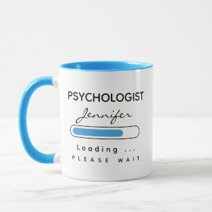 Taza PSICOLOGISTA [Nombre] Cargando Azul y Blanco