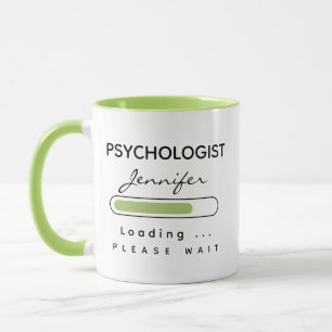 Taza PSICOLOGISTA [Nombre] Cargando verde claro y blanc