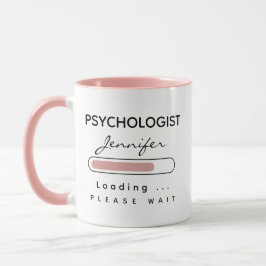 Taza PSICÓLOGO [Nombre] Cargando Rosa y Blanco