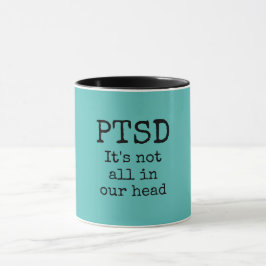 Taza PTSD Psicología de la salud mental negro verde azu