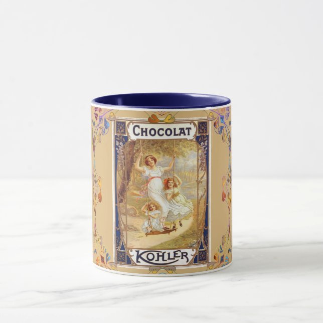Taza Publicidad elegante con etiqueta de cacao de choco (Centro)