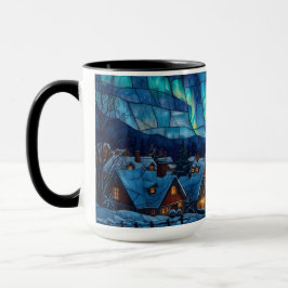 Taza Pueblo de invierno en vidrio emplomado panorámico