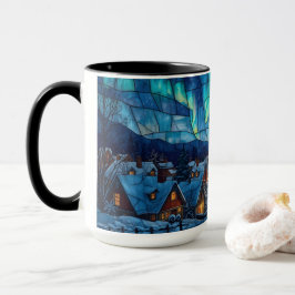 Taza Pueblo de invierno en vidrio emplomado panorámico