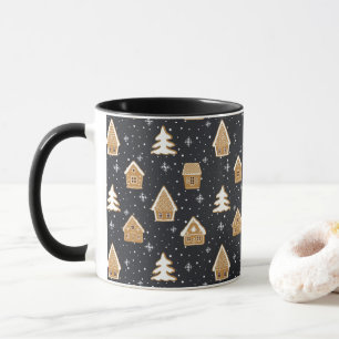 Taza Pueblo de Pan de Jengibre Encantador Abetos Navida
