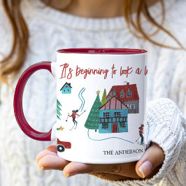 Taza Pueblo navideño de esquí nórdico lindo