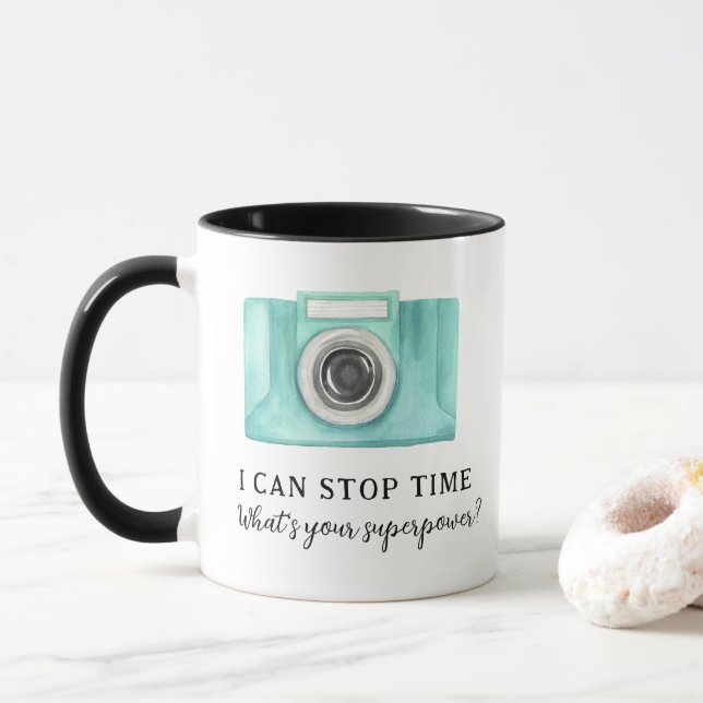 Taza Puedo Detener La Mug De Fotógrafos De Tiempo (Con donut)