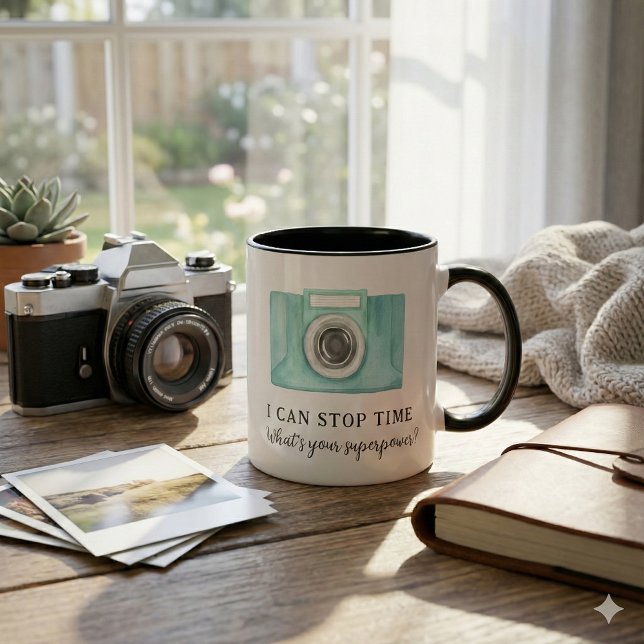 Taza Puedo Detener La Mug De Fotógrafos De Tiempo (This fun, "I can stop time, what's your superpower?" mug would make a great gift for a photographer!)