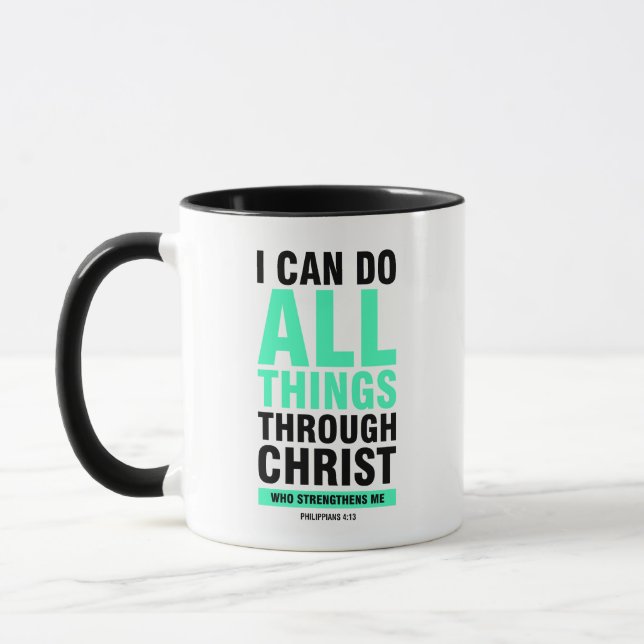 Taza Puedo hacer todas las cosas a través del cristiani (Izquierda)