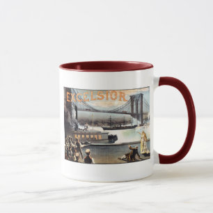 Taza Puente 1883 de Brooklyn de las virutas para