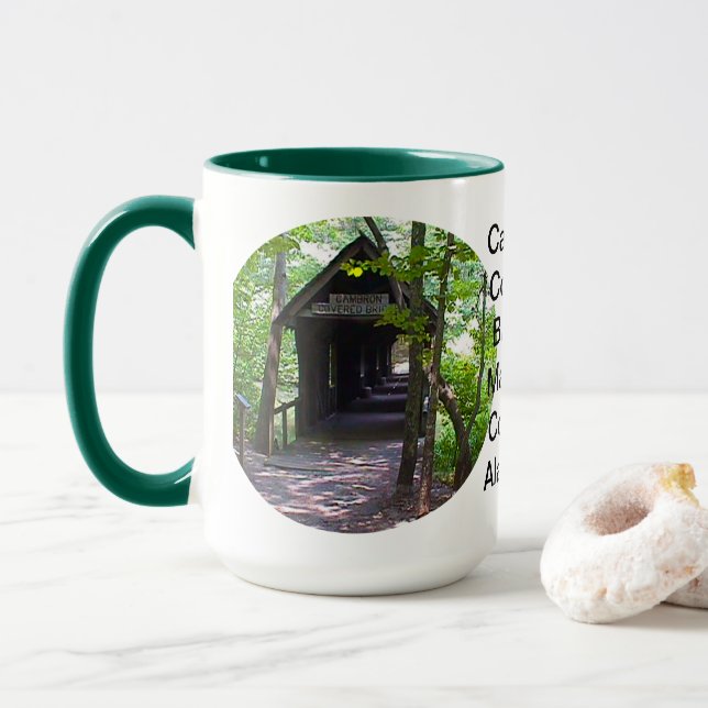Taza Puente cubierto de Cambron, condado de Madison, Al (Con donut)