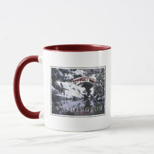 Taza Puente de la Luna y estanque en invierno Seattle
