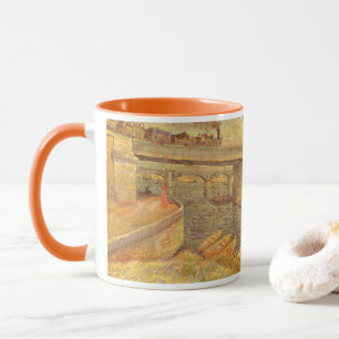 Taza Puentes Vincent van Gogh a través del Sena de Asni