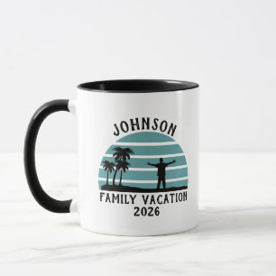 Taza Puesta de sol del árbol de palma vintage Vacacione