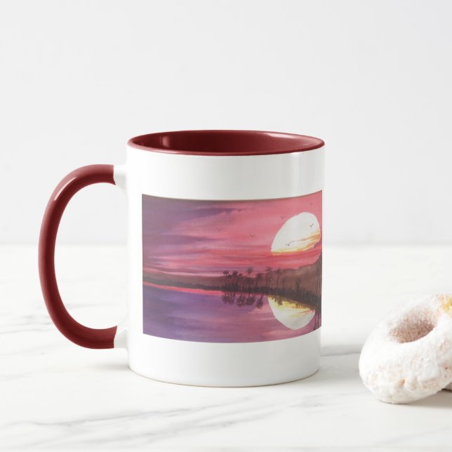 Taza Puesta de sol reflejada (Con donut)