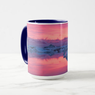 Taza Puesta de sol sobre la laguna glaciar de Jokulsarl