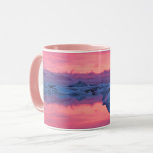 Taza Puesta de sol sobre la laguna glaciar de Jokulsarl