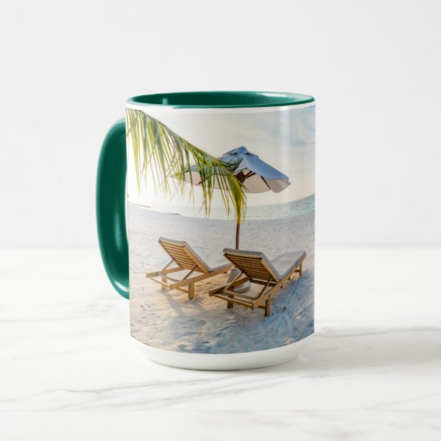 Taza Puesta del sol asombrosa de la playa (Anverso izquierdo)