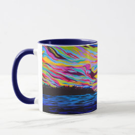 Taza Puesta del sol fría del lago