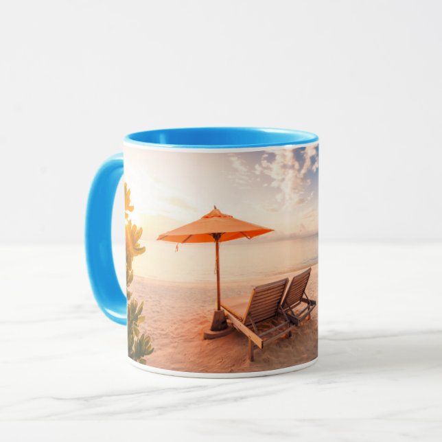 Taza Puesta del sol hermosa de la playa de Maldivas (Anverso izquierdo)