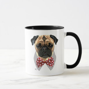 Taza Pug con el zapato de remolino rojo