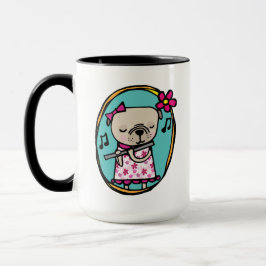Taza Pug con flauta, sin música la vida sería plana