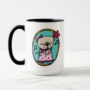 Taza Pug con flauta, sin música la vida sería plana