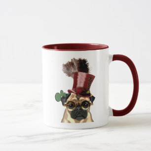 Taza Pug con sombrero superior al estilo Steampunk