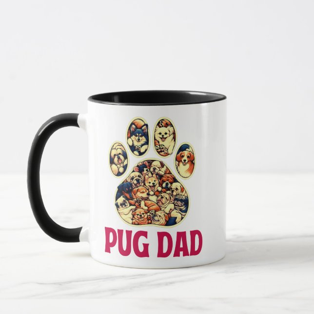 Taza Pug Dad Dog Amantes del Día del Padre (Izquierda)