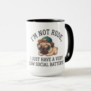 Taza Pug Introvertido Batería Social Baja