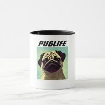 PUGLIFE Pug Perro Mug Shot Cuyes Ojos