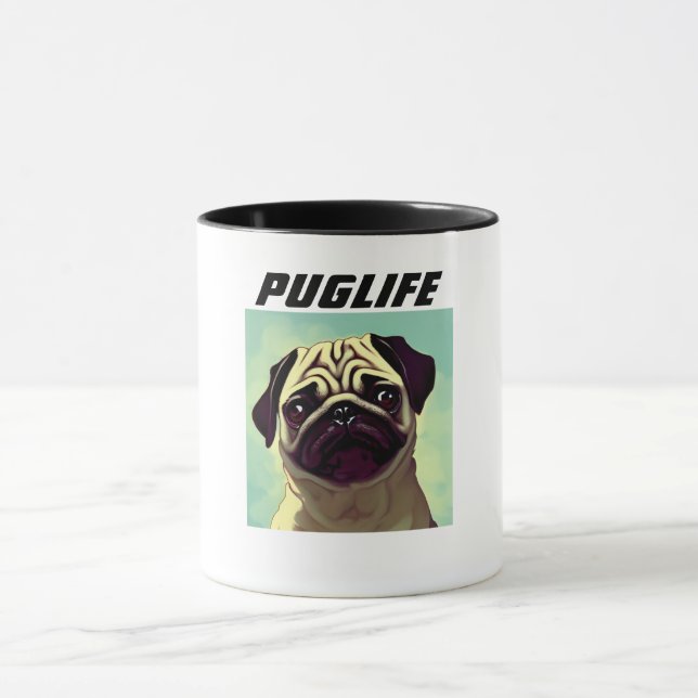 Taza PUGLIFE Pug Perro Mug Shot Cuyes Ojos (Centro)
