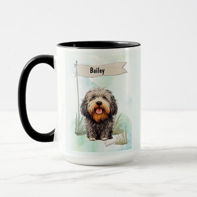 Taza Puli Acuarela Perro Personalizado (Izquierda)