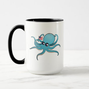 Taza Pulpo sosteniendo la bandera estadounidense