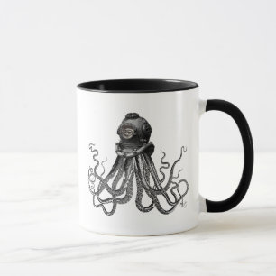 Taza Pulpo y casco de buceo