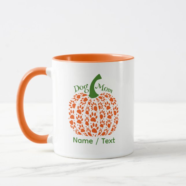 Taza Pumpkin Dog Mom Mug – Funny Personalized Fall Gift (Izquierda)