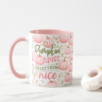 Taza Pumpkin Spice Everything Nice Pink Pattern Fall