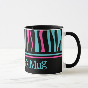 Taza Punk lindo del estampado de zebra en rosas