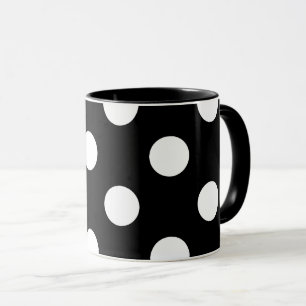 Taza Punto de Polka Blanco sobre el patrón negro