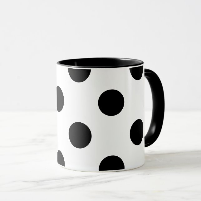 Taza Punto de polka blanco y negro (Anverso derecho)