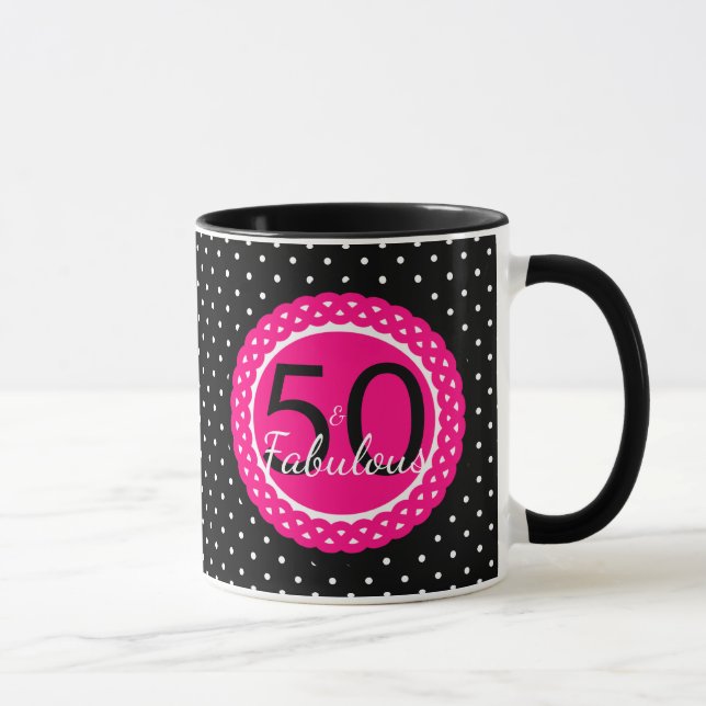 Taza Puntos calientes de Polka Rosa y Negro 50 y fabulo (Derecha)