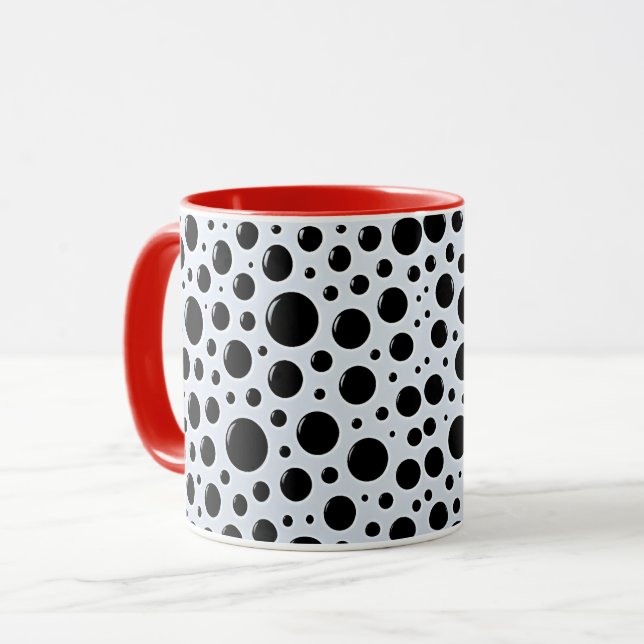 Taza Puntos de Círculo Negro Modernos (Anverso izquierdo)