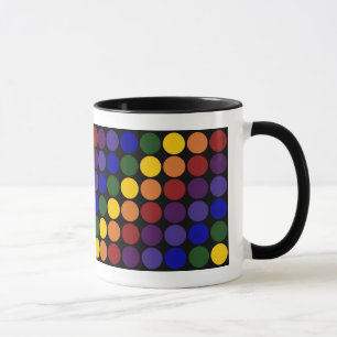 Taza Puntos de polka arcoiris sobre negro
