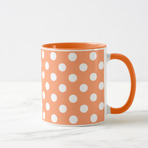 Taza Puntos de Polka blanco sobre Naranja de mandarina